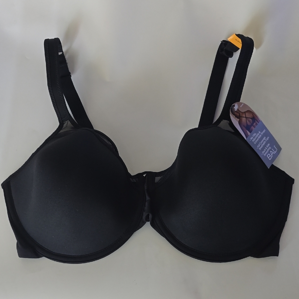 Bali Full Coverage Back Side Smoothing Black Bra 40DD NWT